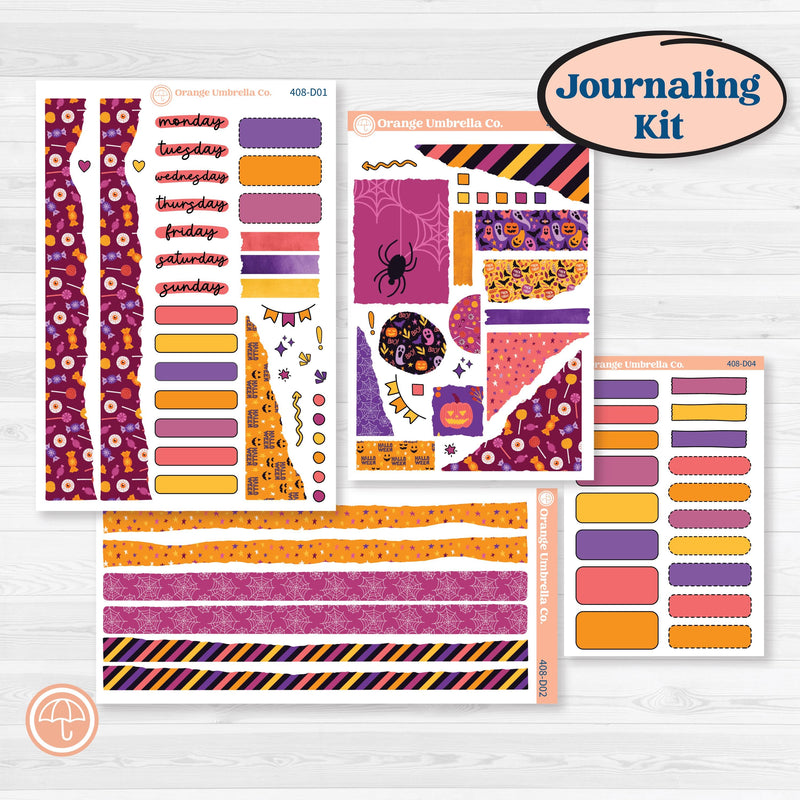 Purple Halloween Kit | Journaling Kit Planner Stickers | Gone Batty | KIT-408-D