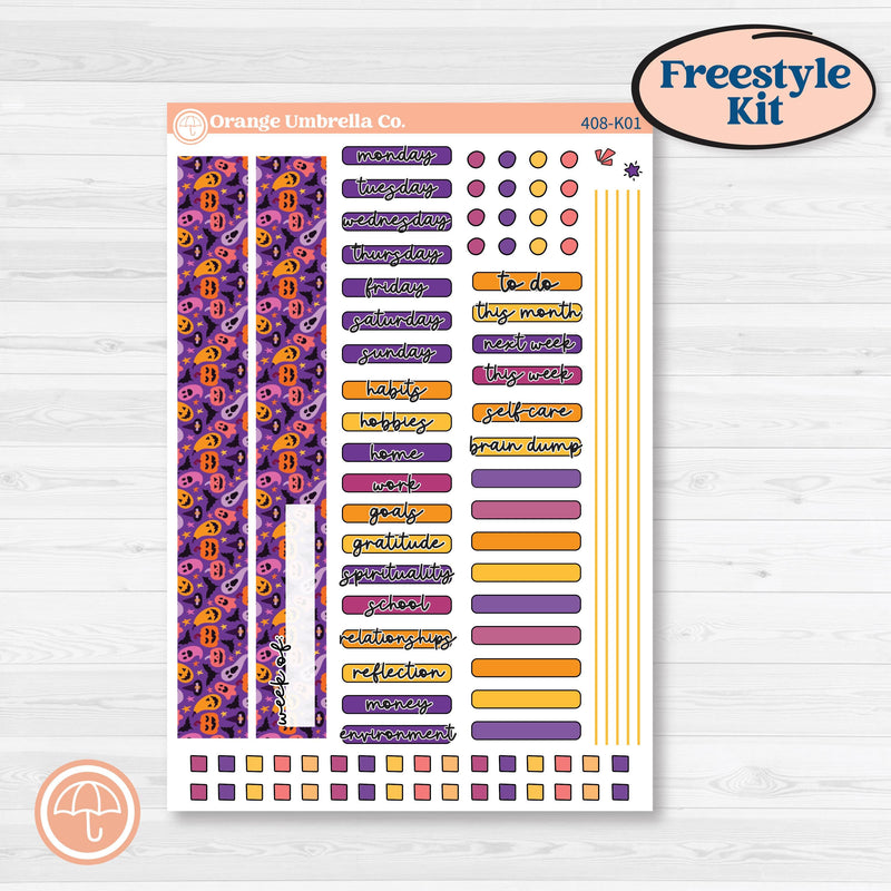 Purple Halloween Kit | Freestyle Kit Any Planner Kit Stickers | Gone Batty | KIT-408-K
