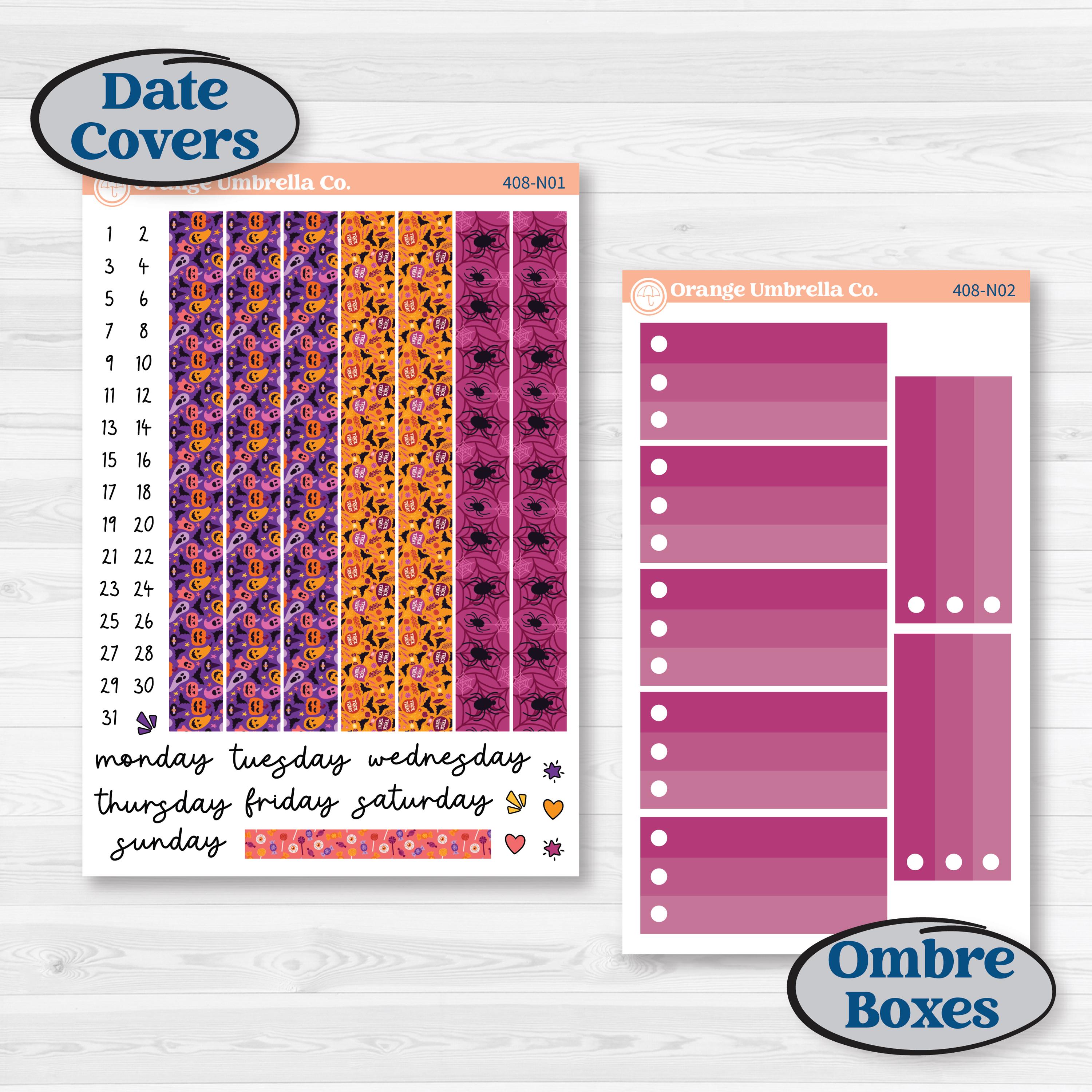 Purple Halloween Kit | A5 Plum Daily Planner Kit Stickers | Gone Batty | KIT-408-N