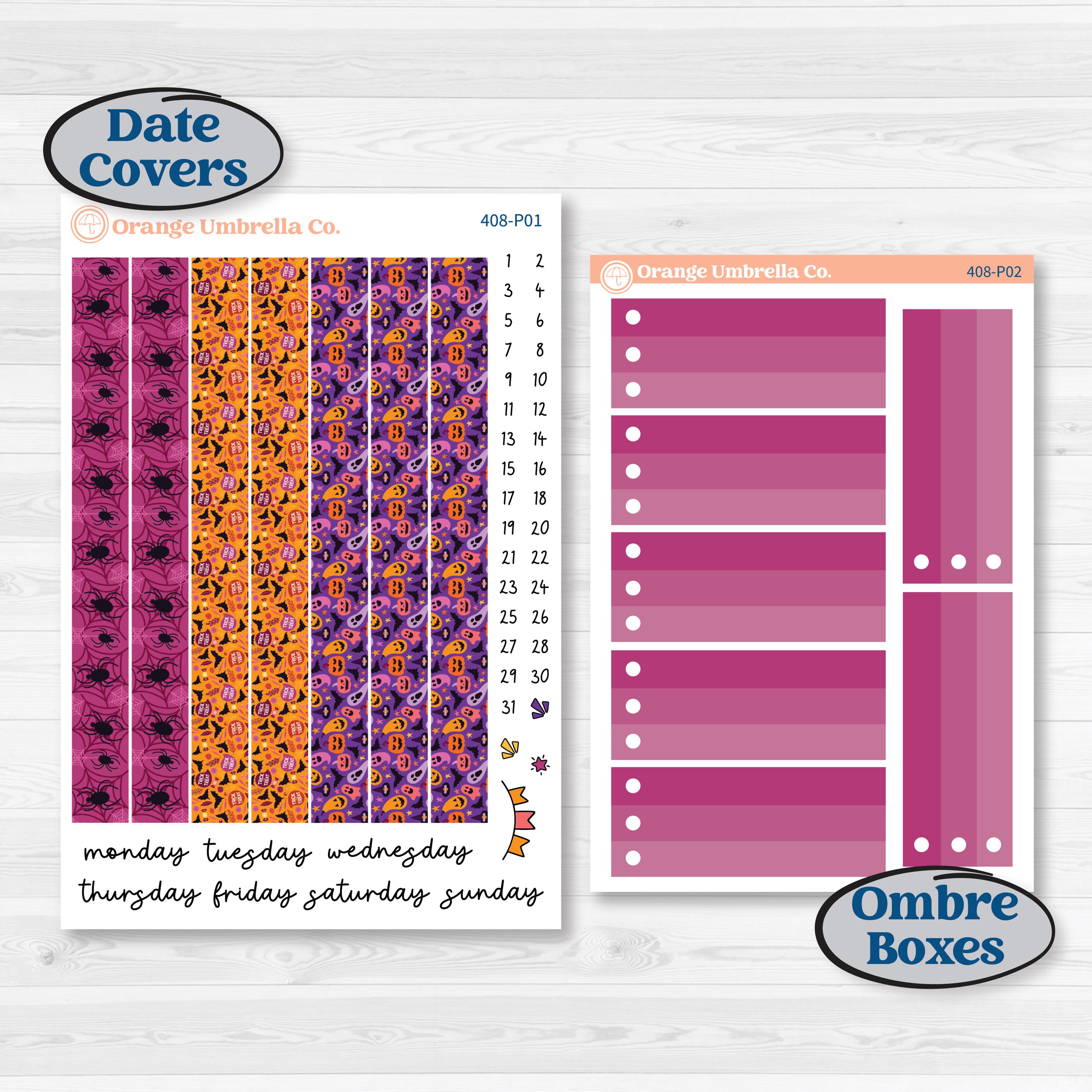 Purple Halloween Kit | 7x9 Plum Daily Planner Kit Stickers | Gone Batty | KIT-408-P