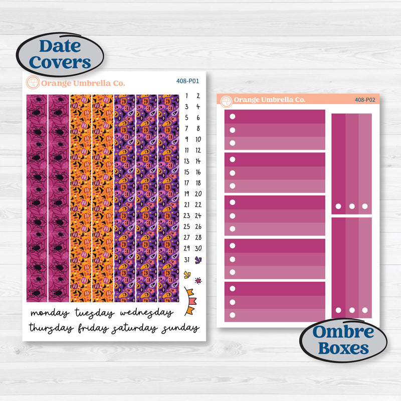 Purple Halloween Kit | 7x9 Plum Daily Planner Kit Stickers | Gone Batty | KIT-408-P
