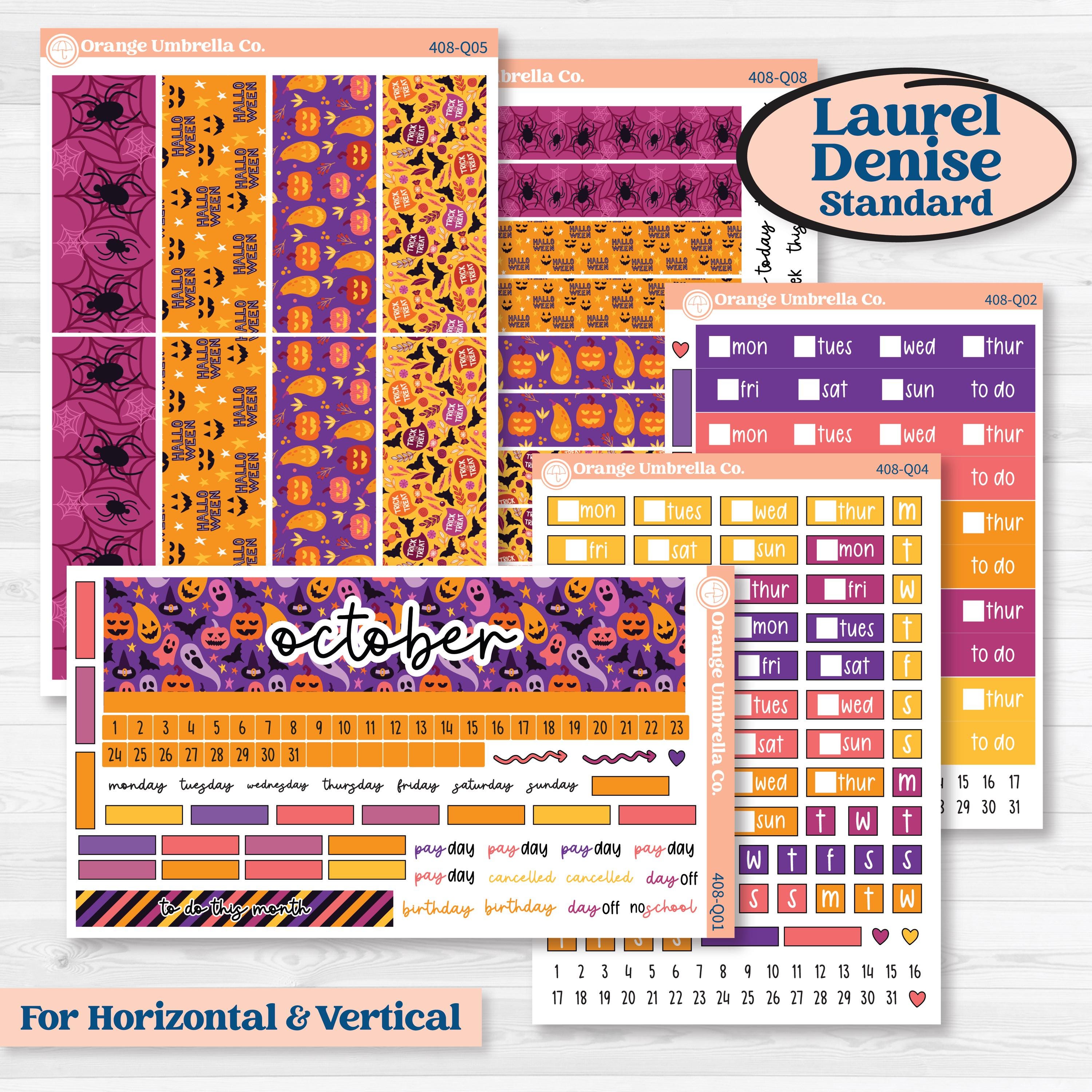 Purple Halloween Kit | Laurel Denise Standard Vertical & Horizontal Planner Kit Stickers | Gone Batty | KIT-408-Q