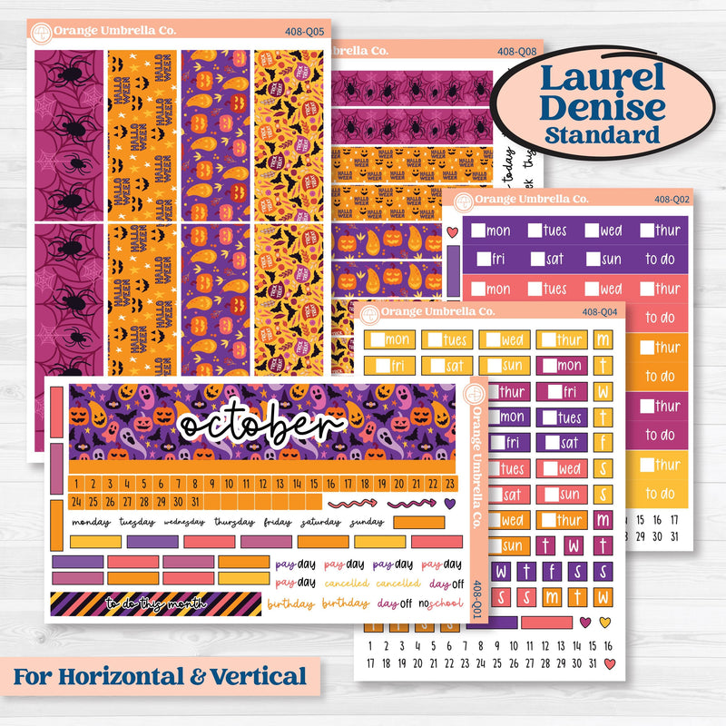 Purple Halloween Kit | Laurel Denise Standard Vertical & Horizontal Planner Kit Stickers | Gone Batty | KIT-408-Q