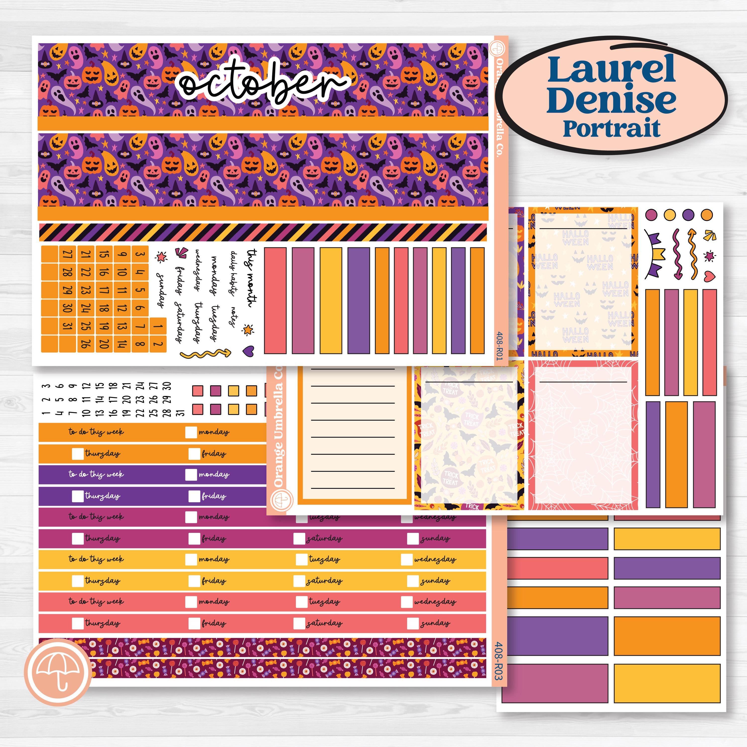 Purple Halloween Kit | Laurel Denise Portrait Planner Kit Stickers | Gone Batty | KIT-408-R