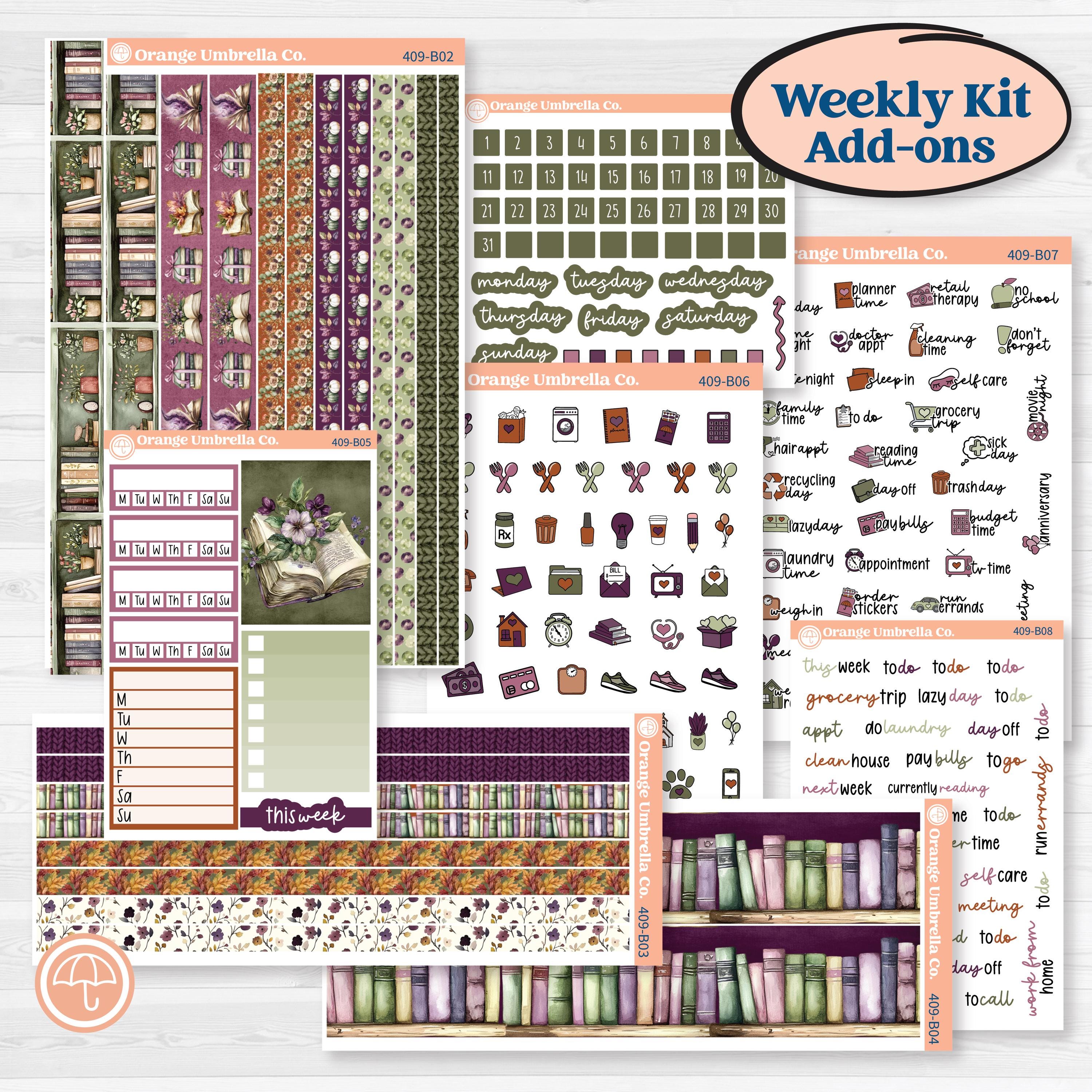 Autumn Reading Kit | Weekly Add-On Planner Kit Stickers | Reading Season | KIT-409-B