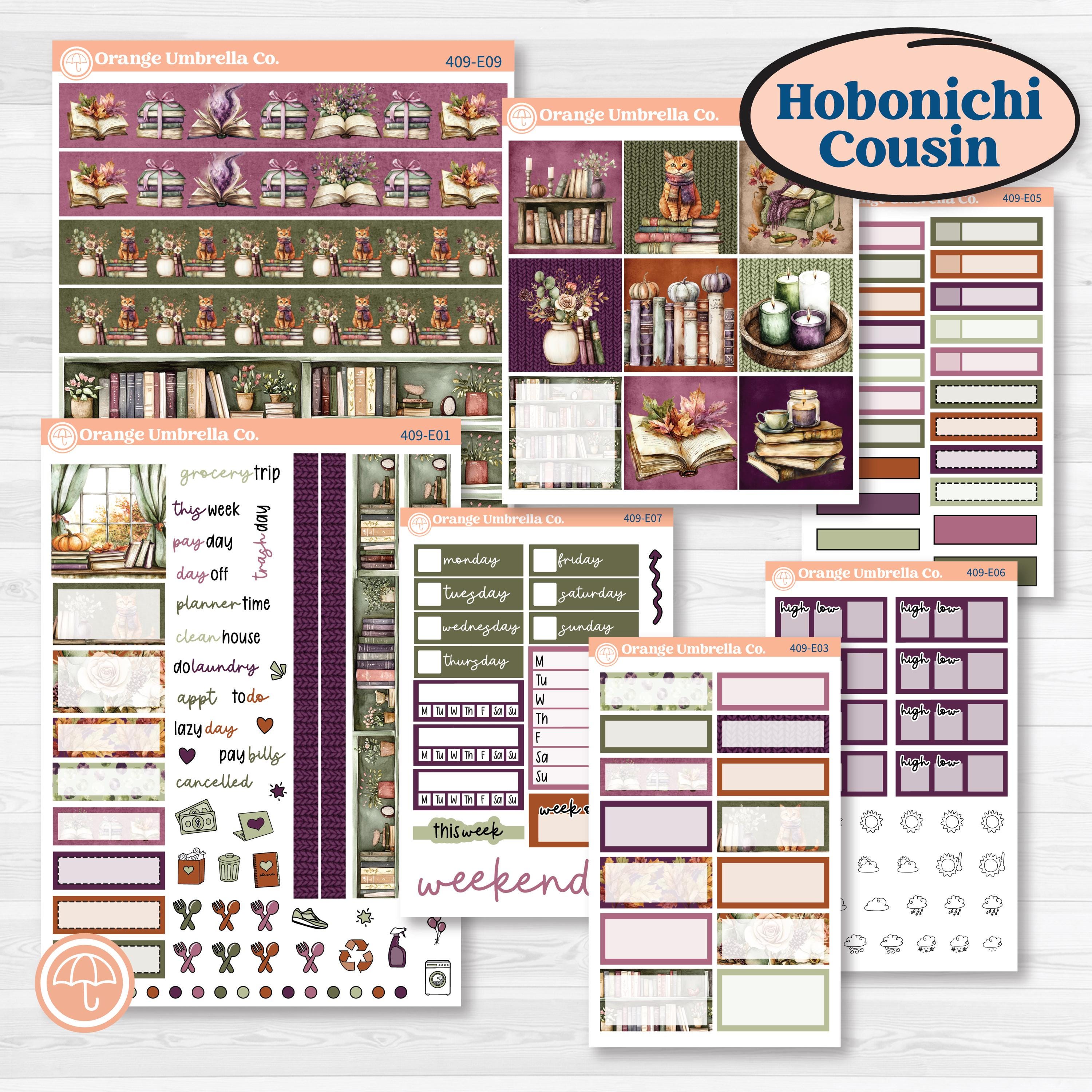 Autumn Reading Kit | Hobonichi Cousin Weekly & Daily Planner Kit Stickers | Reading Season | KIT-409-E
