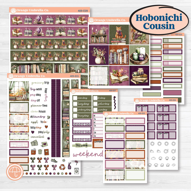 Autumn Reading Kit | Hobonichi Cousin Weekly & Daily Planner Kit Stickers | Reading Season | KIT-409-E