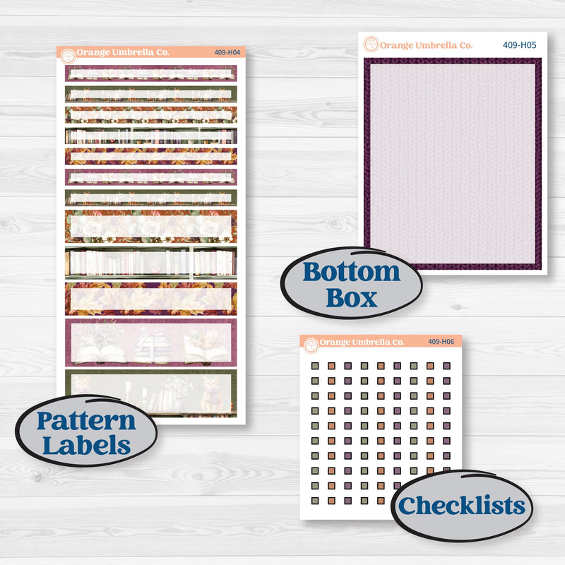 Autumn Reading Kit | 7x9 Compact Vertical Planner Kit Stickers | Reading Season | KIT-409-H