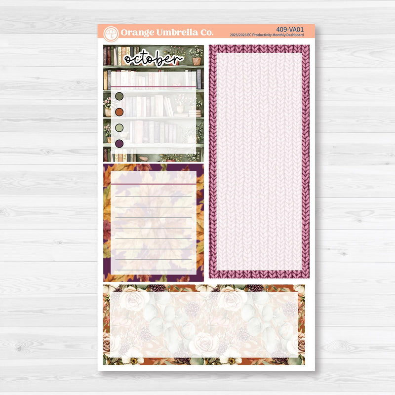 Autumn Reading Kit | A5 Erin Condren Monthly Dashboard Sticker Kit | 2025-2026 Planners | Reading Season | KIT-409-VA