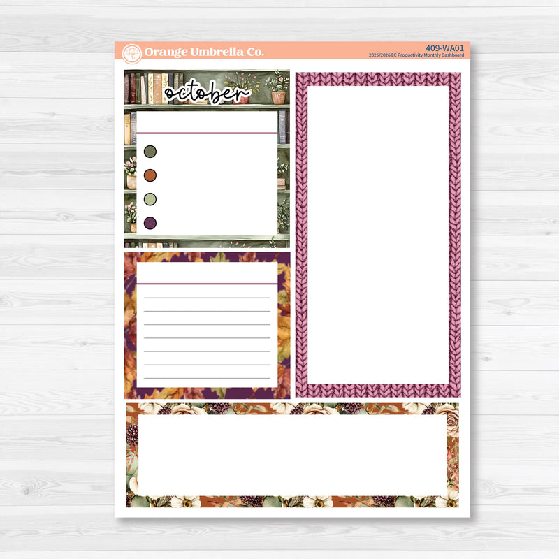 Autumn Reading Kit | 7x9 Erin Condren Life Planner Monthly Dashboard Sticker Kit | 2025-2026 Planners | Reading Season | KIT-409-WA