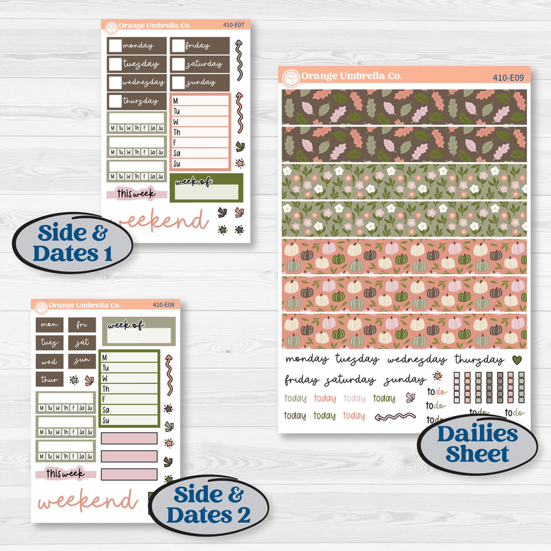 Autumn Floral Kit | Hobonichi Cousin Weekly & Daily Planner Kit Stickers | Pumpkin Petals | KIT-410-E