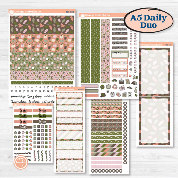 Autumn Floral Kit | A5 Daily Duo Planner Kit Stickers | Pumpkin Petals | KIT-410-L