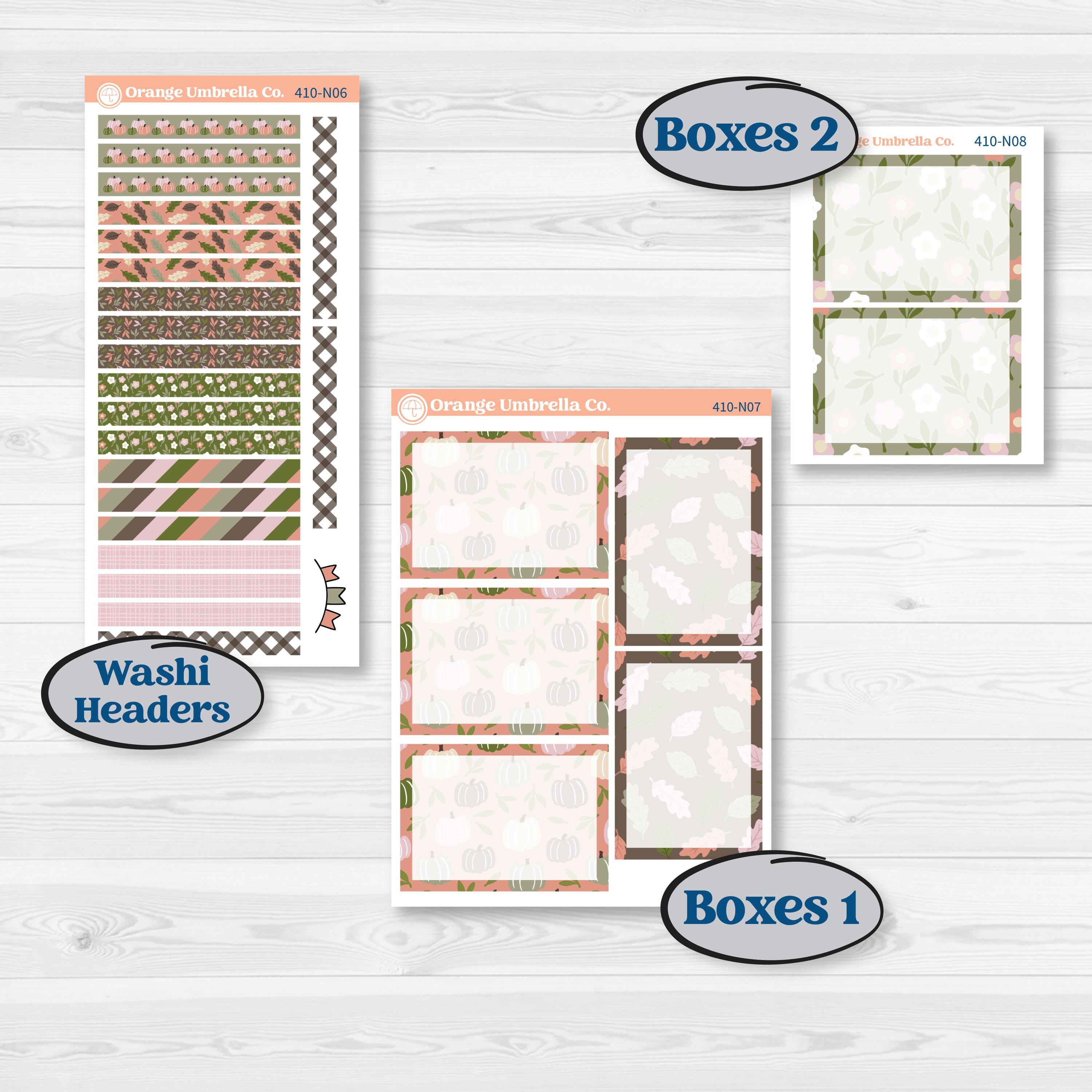 Autumn Floral Kit | A5 Plum Daily Planner Kit Stickers | Pumpkin Petals | KIT-410-N