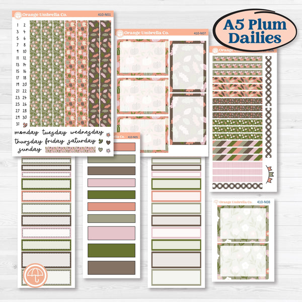 Autumn Floral Kit | A5 Plum Daily Planner Kit Stickers | Pumpkin Petals | KIT-410-N