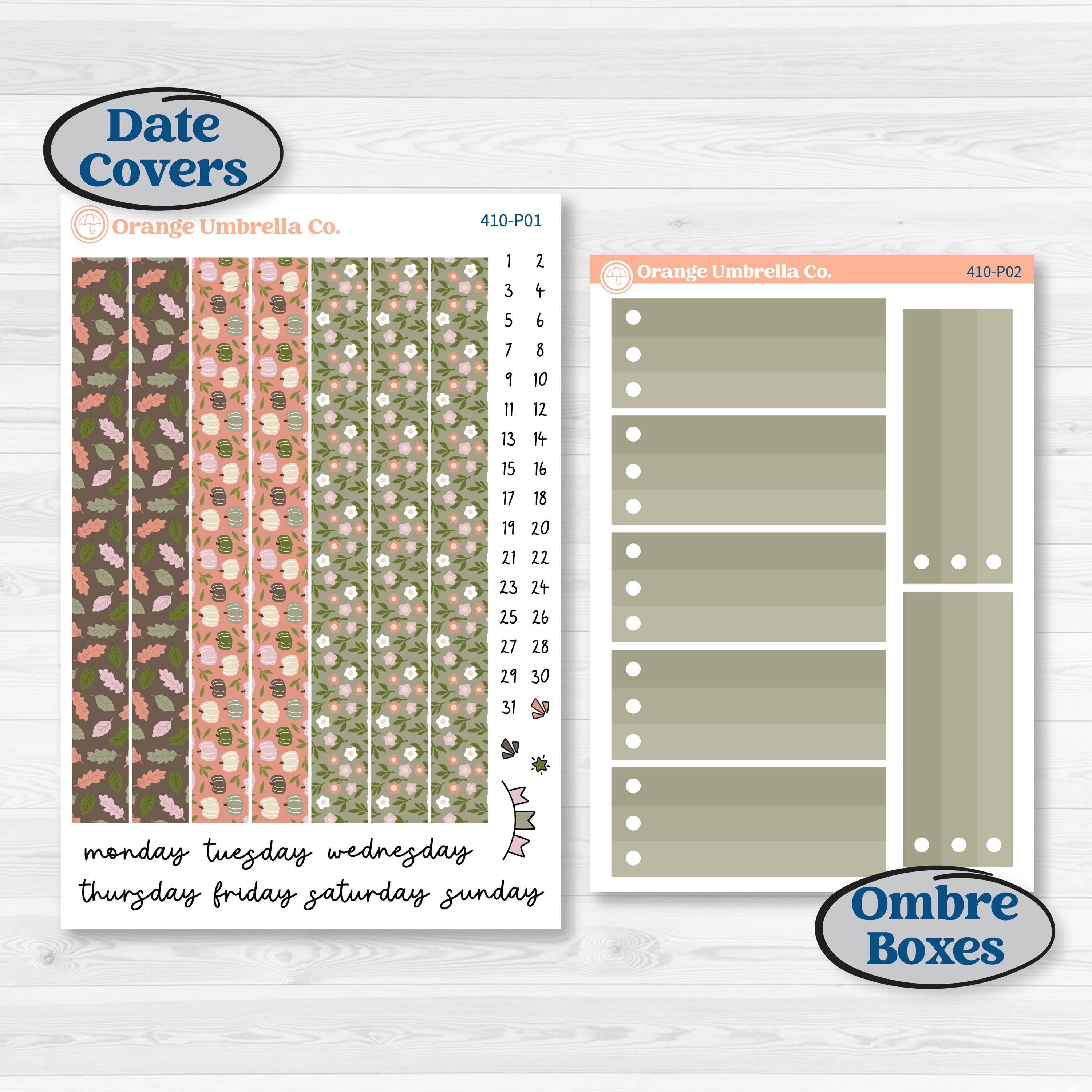 Autumn Floral Kit | 7x9 Plum Daily Planner Kit Stickers | Pumpkin Petals | KIT-410-P