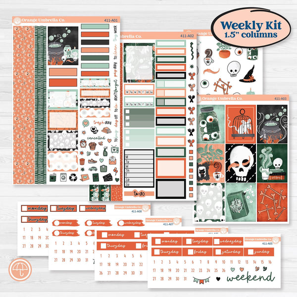 Spooky Halloween Kit | Weekly Sticker Kit for Vertical Planners like Erin Condren | Witch’s Brew | KIT-411-A