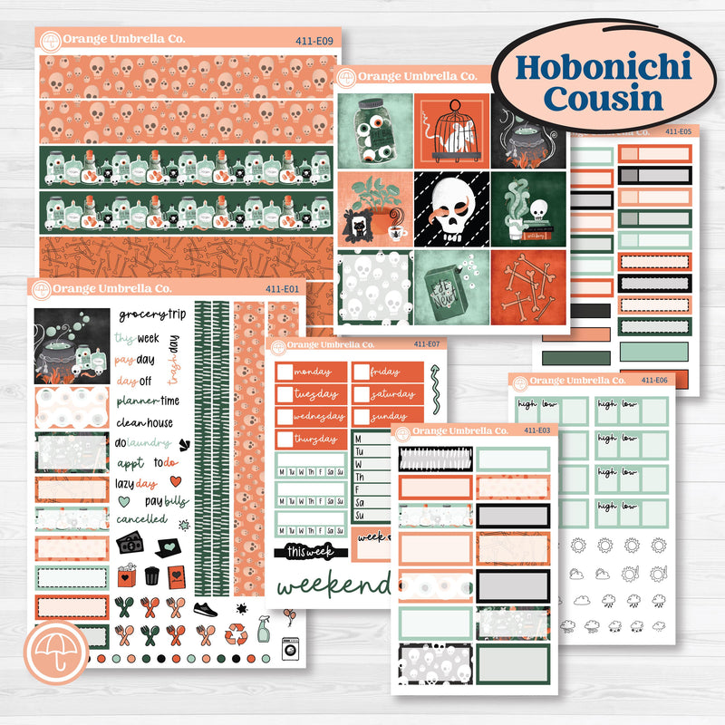 Spooky Halloween Kit | Hobonichi Cousin Weekly & Daily Planner Kit Stickers | Witch’s Brew | KIT-411-E