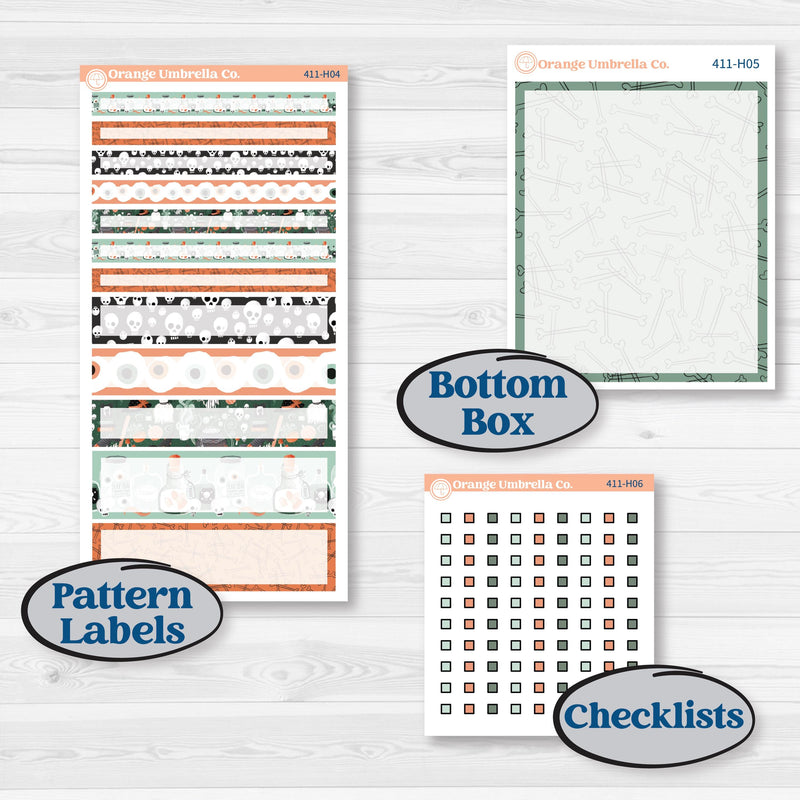 Spooky Halloween Kit | 7x9 Compact Vertical Planner Kit Stickers | Witch’s Brew | KIT-411-H