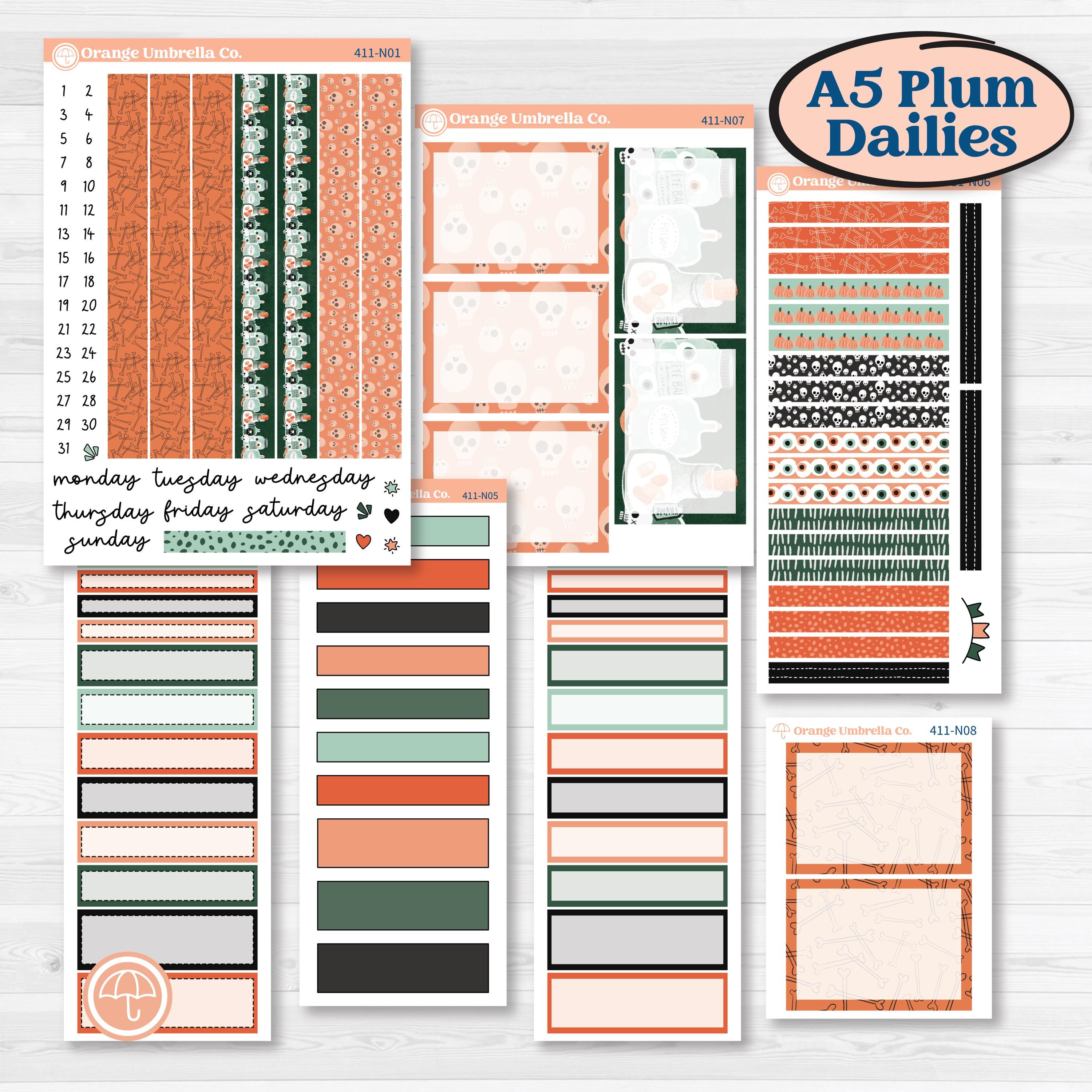 Spooky Halloween Kit | A5 Plum Daily Planner Kit Stickers | Witch’s Brew | KIT-411-N