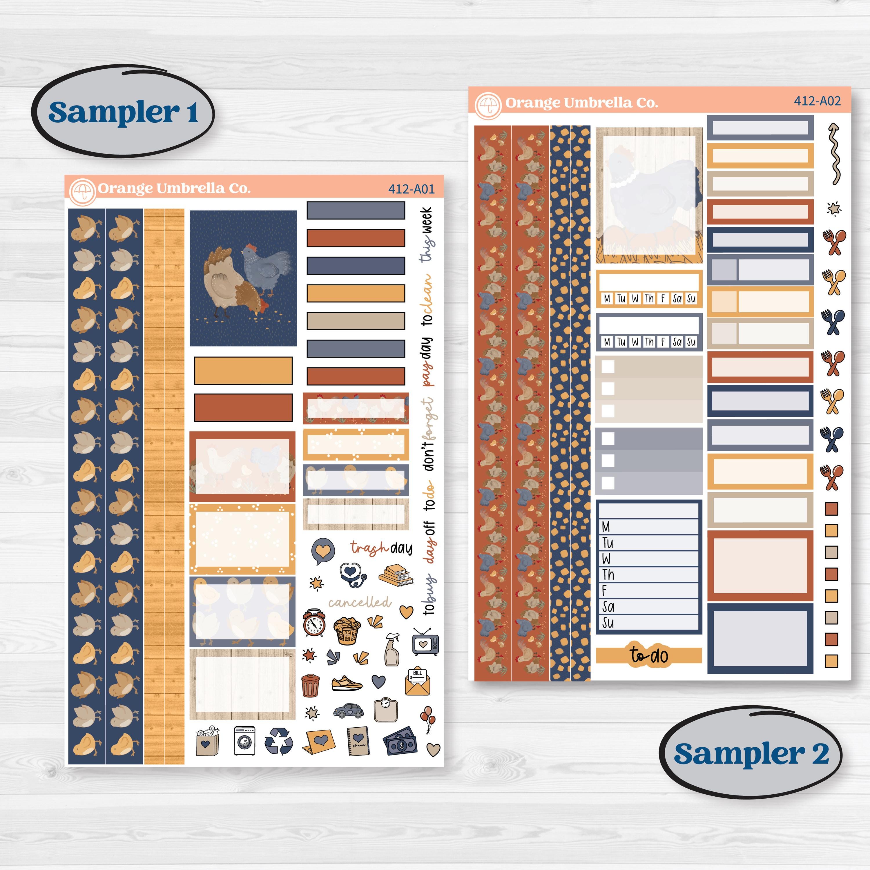 Chicken Planner Kit | Weekly Sticker Kit for Vertical Planners like Erin Condren | What the Flock | KIT-412-A