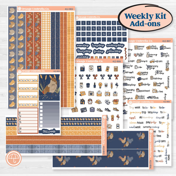 Chicken Planner Kit | Weekly Add-On Planner Kit Stickers | What the Flock | KIT-412-B
