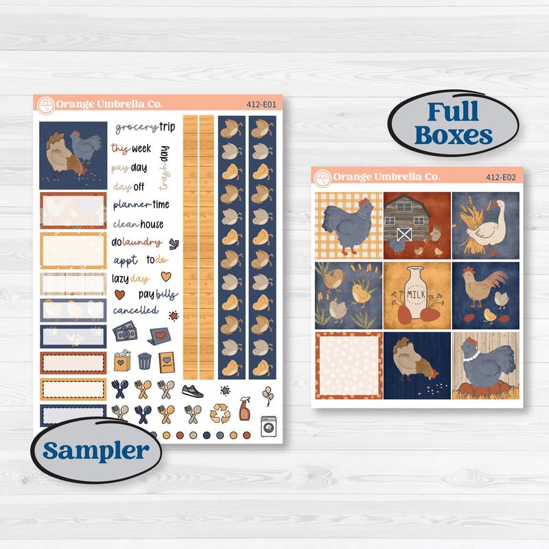 Chicken Planner Kit | Hobonichi Cousin Weekly & Daily Planner Kit Stickers | What the Flock | KIT-412-E