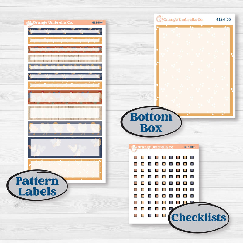 Chicken Planner Kit | 7x9 Compact Vertical Planner Kit Stickers | What the Flock | KIT-412-H