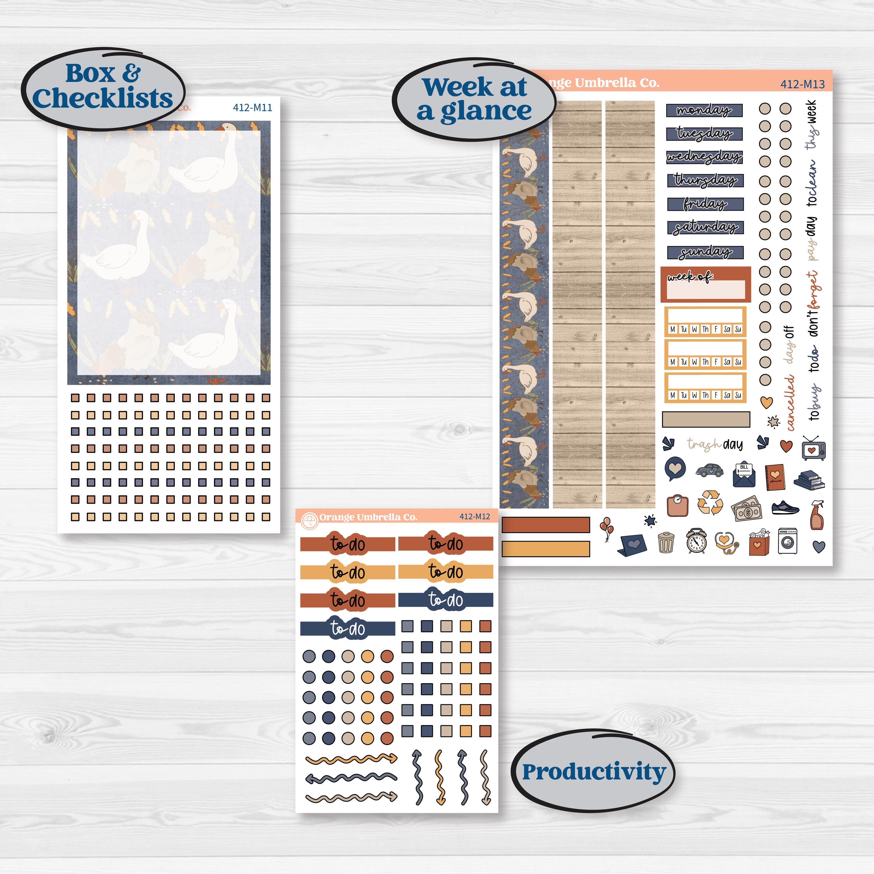 Chicken Planner Kit | 7x9 Erin Condren Daily Duo Planner Kit Stickers | What the Flock | KIT-412-M