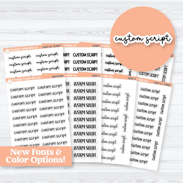 Mini Sheet Custom Script Sticker | Planner Stickers ** 1 word/phrase per sheet*** | custommini