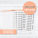 Mini Sheet Custom Scripts | New Fonts Clear Matte Planner Stickers | 1 word/phrase per sheet | custommini-cm