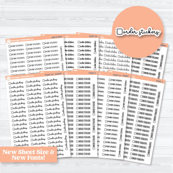 Custom Checkbox Script Planner Stickers | *NEW* Larger Sheet Size & New Fonts | 1 Word/Phrase per Sheet | customcheck