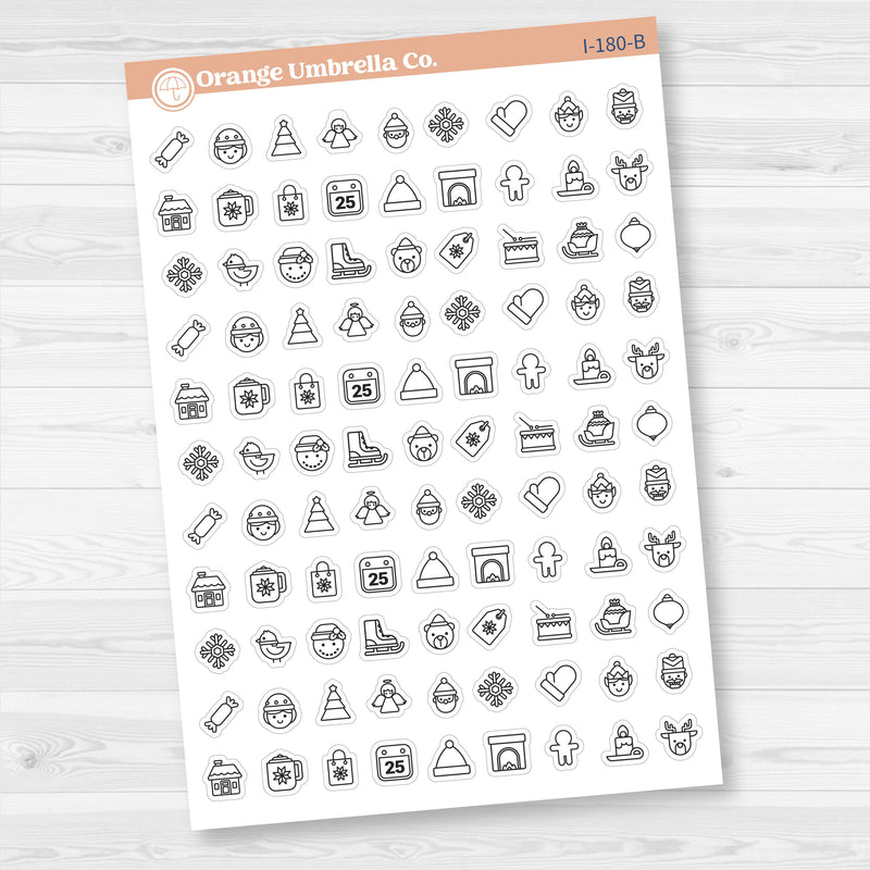 Christmas Icon Stickers | Holiday Planner Icons for Journals & Planners | I-180