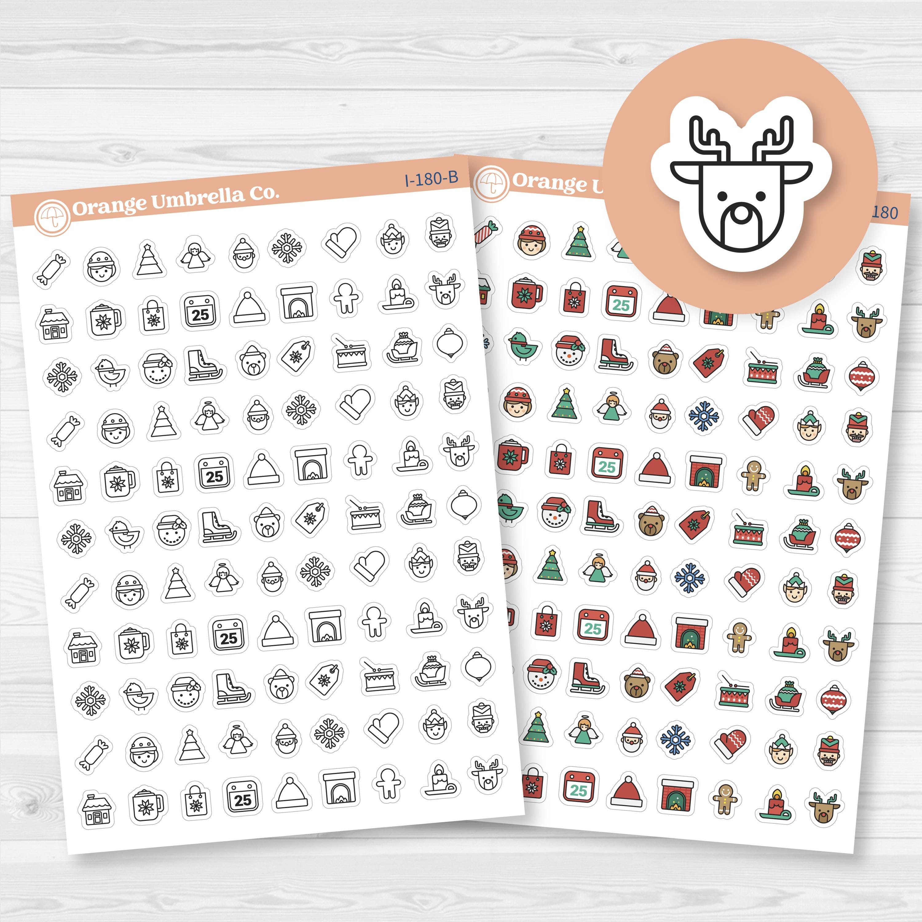 Christmas Icon Stickers | Holiday Planner Icons for Journals & Planners | I-180