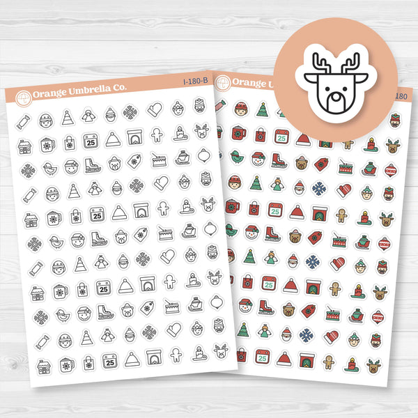 Christmas Icon Stickers | Holiday Planner Icons for Journals & Planners | I-180