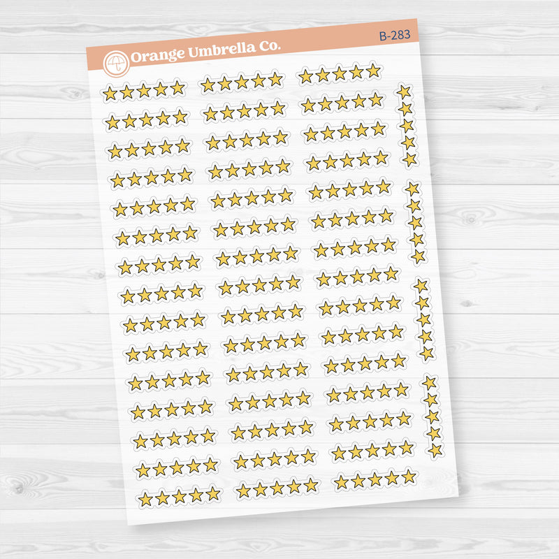 Star Rating Stickers | Reading and Hobby Trackers for Journals & Planners |Clear Matte | B-279-283-CM