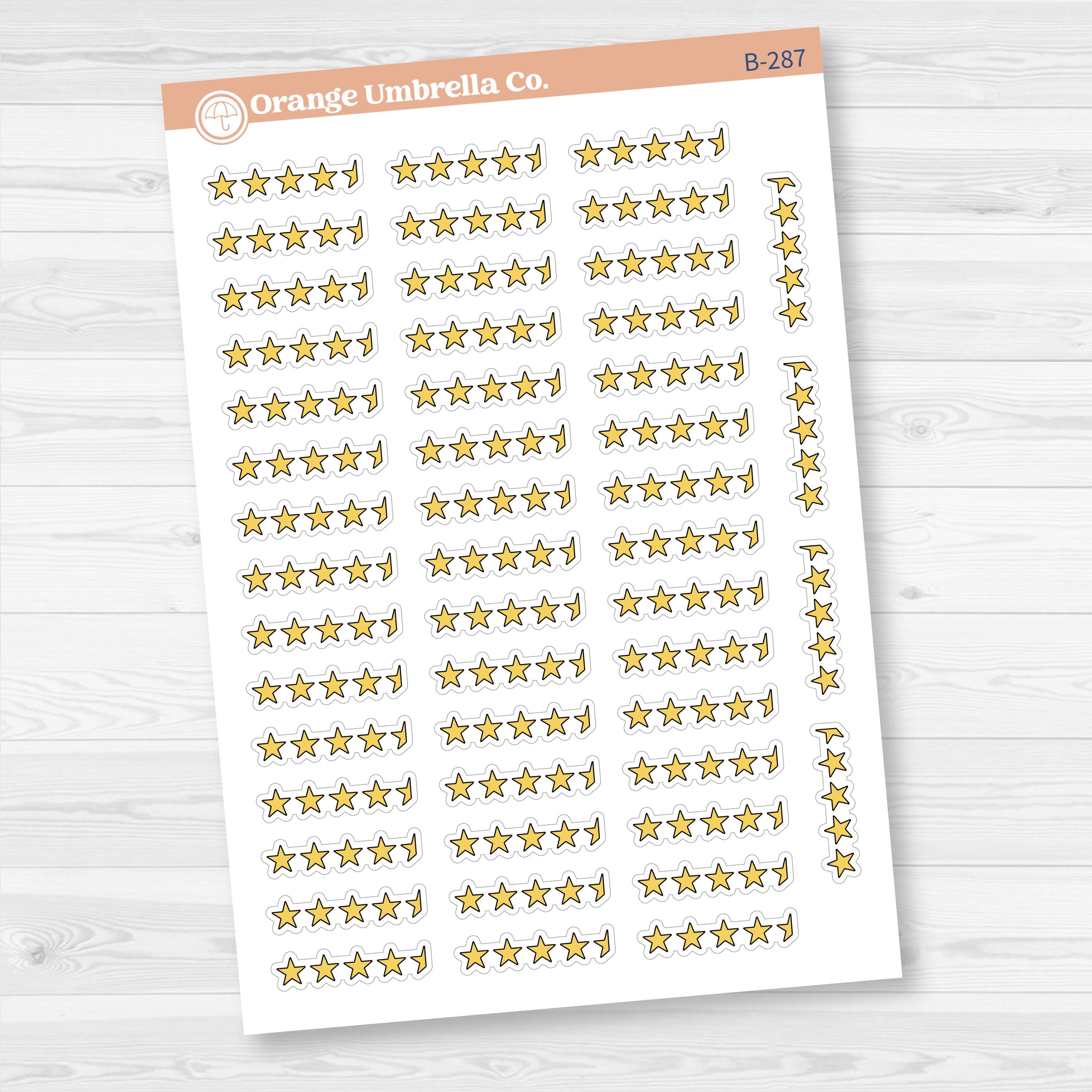 Star Rating Stickers | Reading and Hobby Trackers for Journals & Planners | B-284-287