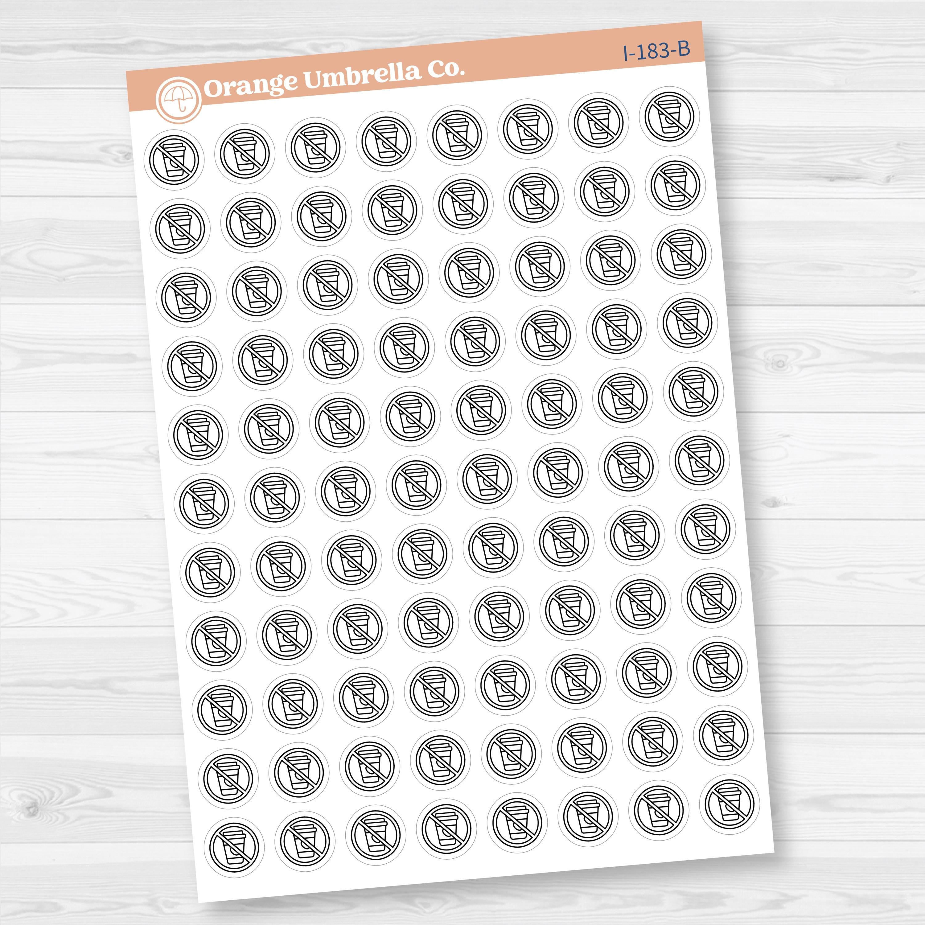 No Coffee Stickers | No Caffeine Day Planner Icons | Health & Wellness Stickers | I-183