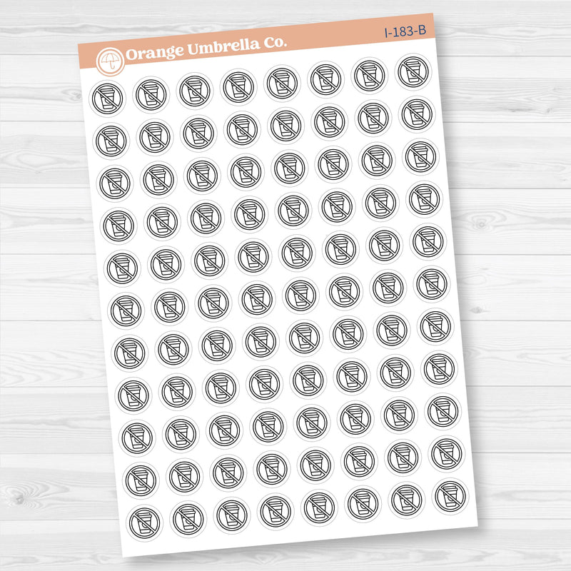No Coffee Stickers | No Caffeine Day Planner Icons | Health & Wellness Stickers | I-183