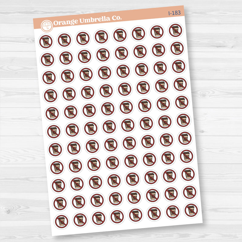 No Coffee Stickers | No Caffeine Day Planner Icons | Health & Wellness Stickers | I-183