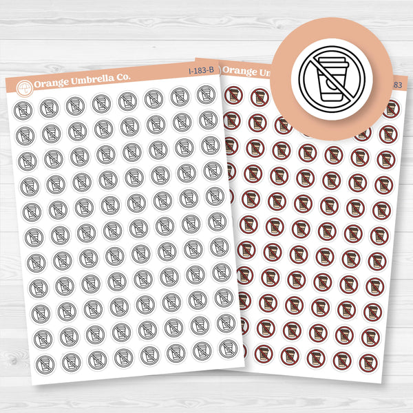 No Coffee Stickers | No Caffeine Day Planner Icons | Health & Wellness Stickers | I-183