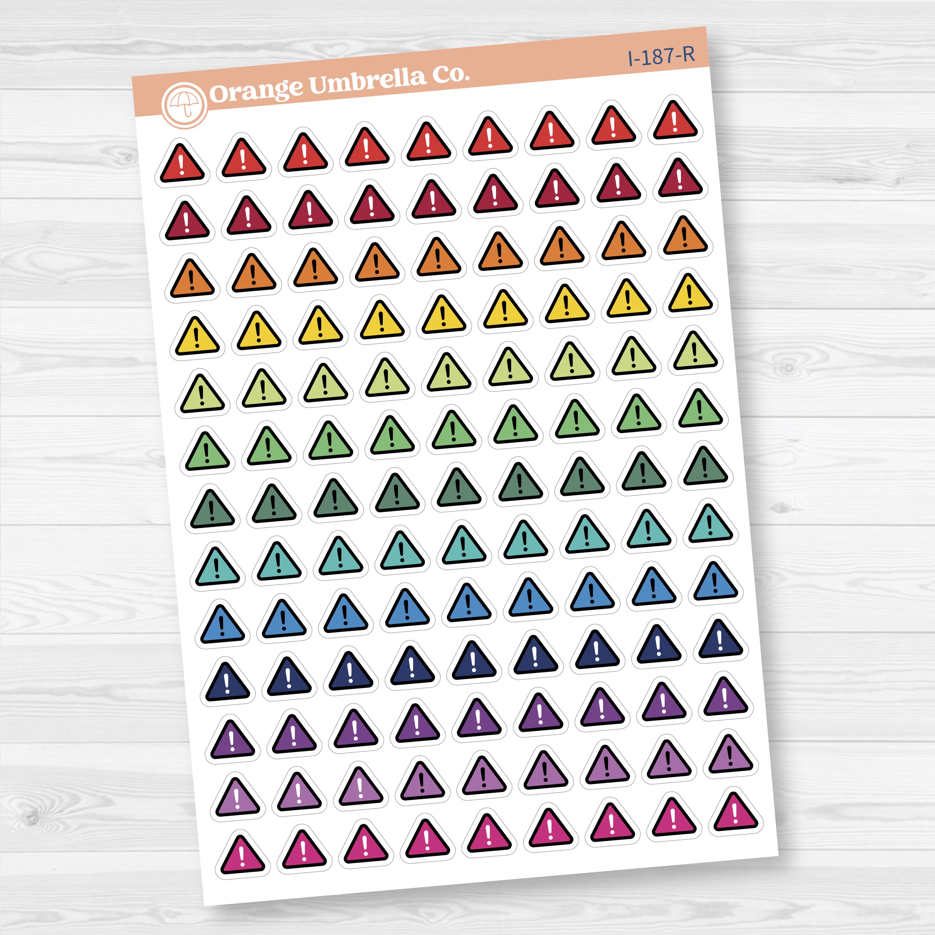 Warning Stickers | Alert Icon Planner Labels | Important Symbol Stickers | I-187