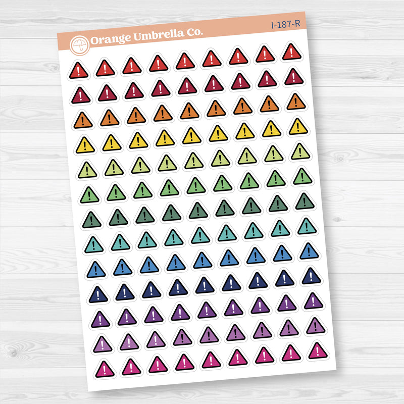 Warning Stickers | Alert Icon Planner Labels | Important Symbol Stickers | I-187