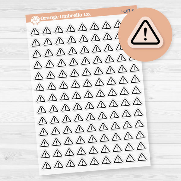 Warning Alert Important Icons | Clear Matte Planner Stickers | Functional Reminder Stickers | I-187-CM