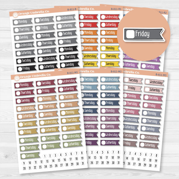 Flag Date Covers | Planner Stickers for Weekly Planning | F18 | B-811