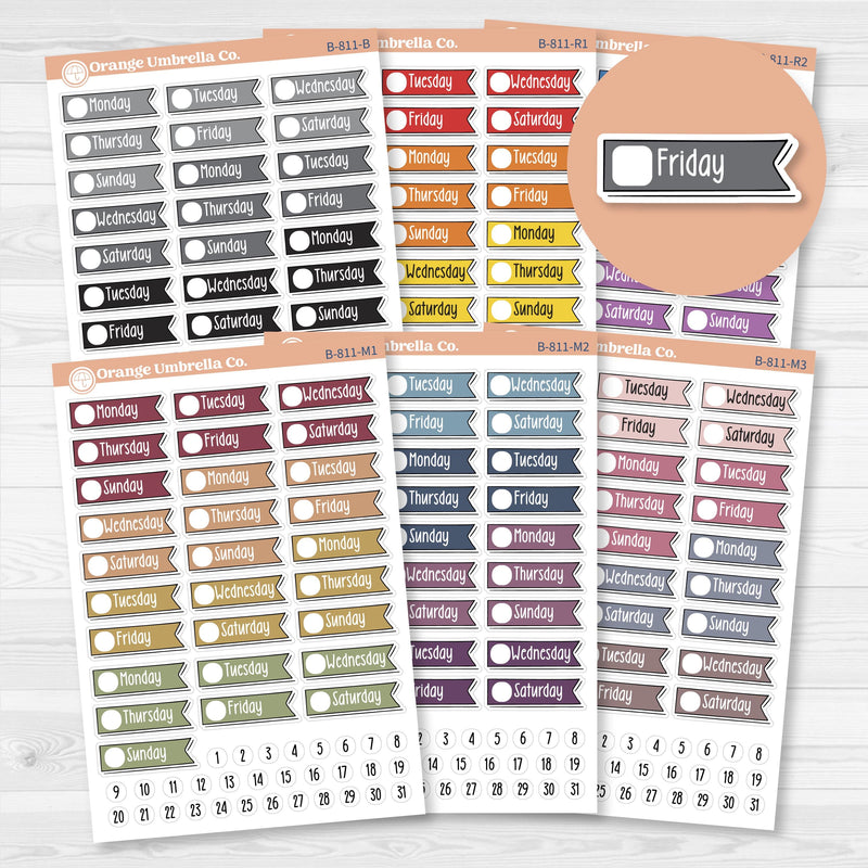 Flag Date Covers | Planner Stickers for Weekly Planning | F18 | B-811