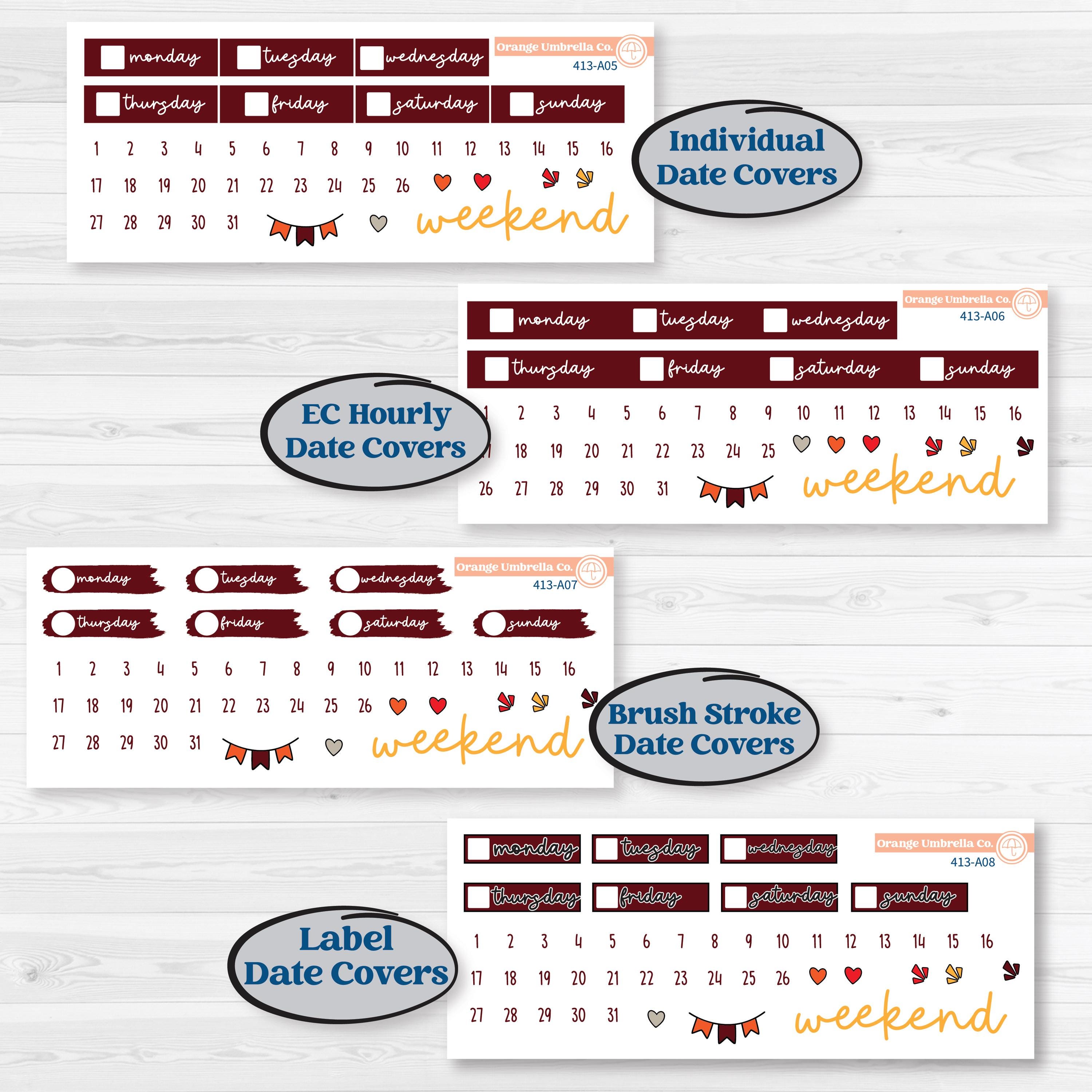 Thanksgiving Autumn Kit | Weekly Sticker Kit for Vertical Planners like Erin Condren | Gobble | KIT-413-A
