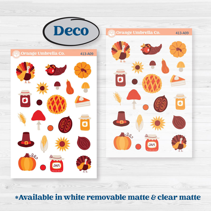 Thanksgiving Autumn Kit | Weekly Sticker Kit for Vertical Planners like Erin Condren | Gobble | KIT-413-A