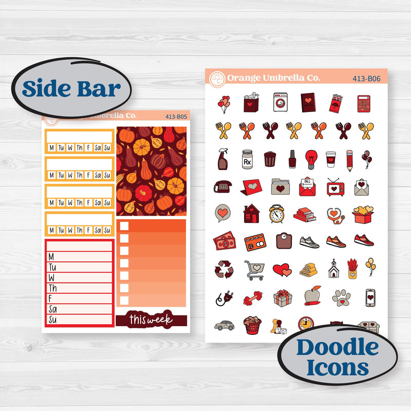 Thanksgiving Autumn Kit | Weekly Add-On Planner Kit Stickers | Gobble | KIT-413-B