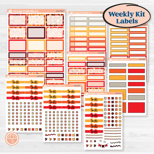 Thanksgiving Autumn Kit | Weekly Add-On Labels Planner Kit Stickers | Gobble | KIT-413-C