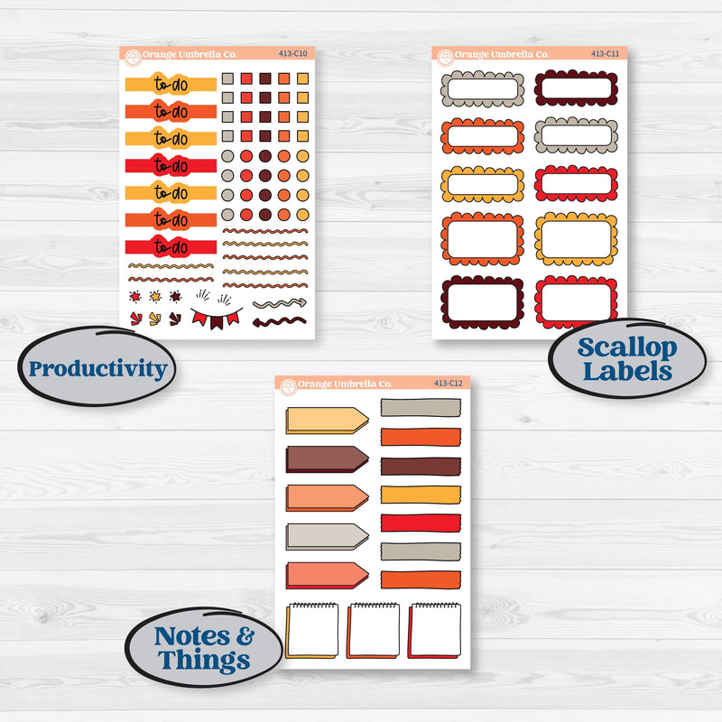 Thanksgiving Autumn Kit | Weekly Add-On Labels Planner Kit Stickers | Gobble | KIT-413-C